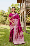 Vsaree Kanjivaram Soft Satin Silk Zari Weaving Border And Woven Pallu Saree With Blouse For Women