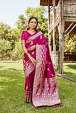 Vsaree Kanjivaram Soft Satin Silk Zari Weaving Border And Woven Pallu Saree With Blouse For Women