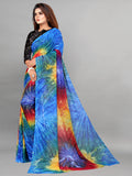 Vsaree Blue Banglory Designer And Printed Work Saree With Banglory Blouse For Women