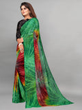 Vsaree Green Banglory Designer And Printed Work Saree With Banglory Blouse For Women