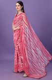 Vsaree Pink Banglory Designer And Printed Work Saree With Banglory Blouse For Women