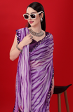 Vsaree Purple Banglory Designer And Printed Work Saree With Banglory Blouse For Women