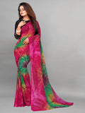 Vsaree Pink Banglory Designer And Printed Work Saree With Banglory Blouse For Women