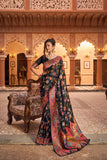 Vsaree Black Cotton Blend Saree And Zari With Multiple Thread Work Pallu And Boder With Blouse