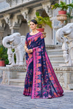 Vsaree Banarasi Cotton Blend Saree With Designer Border And Blouse