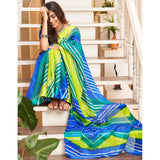 Vsaree Blue Kota Doriya Saree And Leriya Prints And printed Border With Blouse