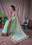 Vsaree Embroidery And Sequence Work Saree And Rich Pallu Saree With Blouse For Women