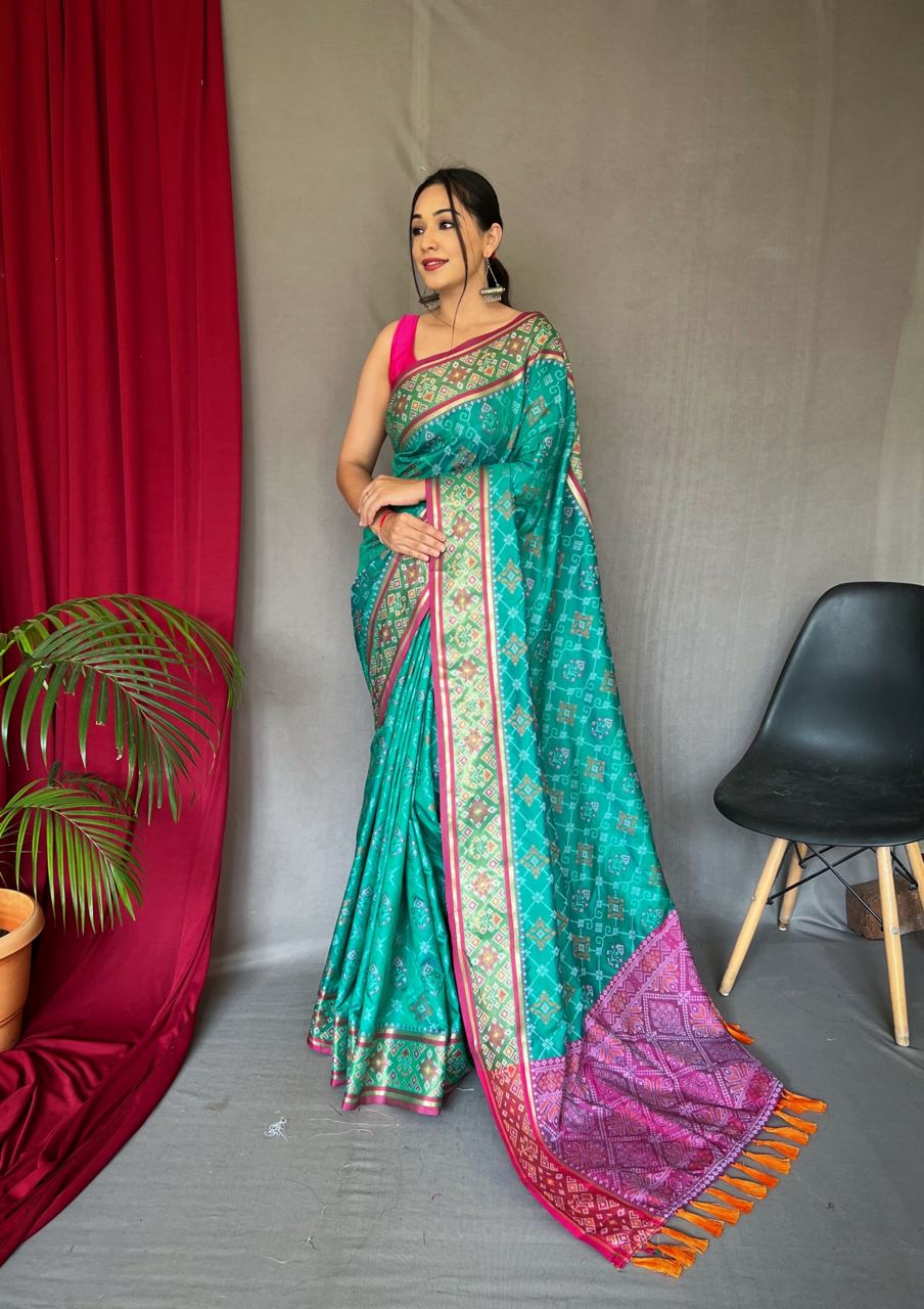 Vsaree Patola Soft Silk Saree And Zari Weaving With Rich Pallu Saree And Blouse For Women