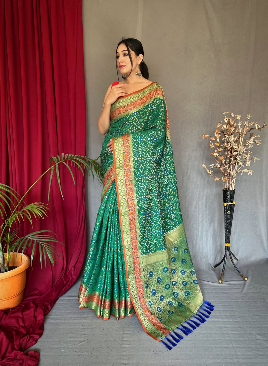 Vsaree Patola Soft Silk Saree And Zari Weaving With Rich Pallu Saree And Blouse For Woman