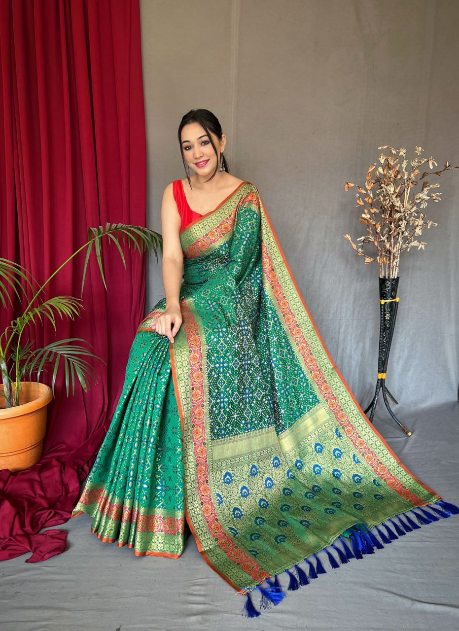 Vsaree Patola Soft Silk Saree And Zari Weaving With Rich Pallu Saree And Blouse For Woman