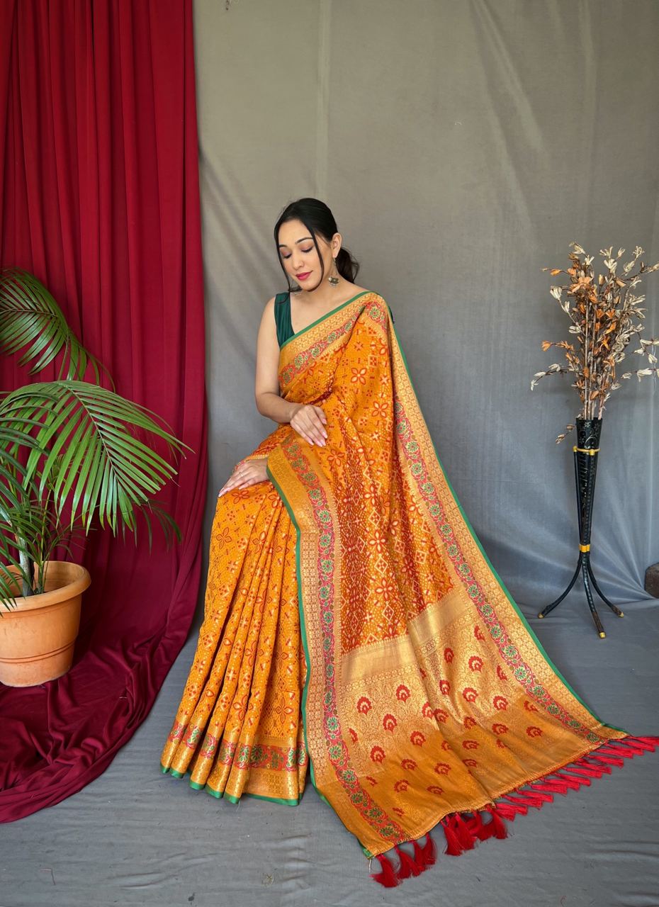 Vsaree Patola Soft Silk Saree And Zari Weaving With Rich Pallu Saree And Blouse For Woman