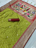 Vsaree Bandhej Paithani Silk Flower Border And Zari Weaving Rich Pallu With Blouse