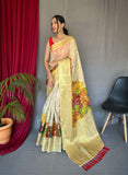 Vsaree Organza Silk Digital Printed Saree With Zari Weaving Border Rich Pallu And Blouse