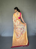 Vsaree Organza Silk Digital Printed Saree With Zari Weaving Border Rich Pallu And Blouse