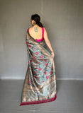 Designer Soft Silk Zari Weaving Border Saree With Woven Rich Pallu And Blouse