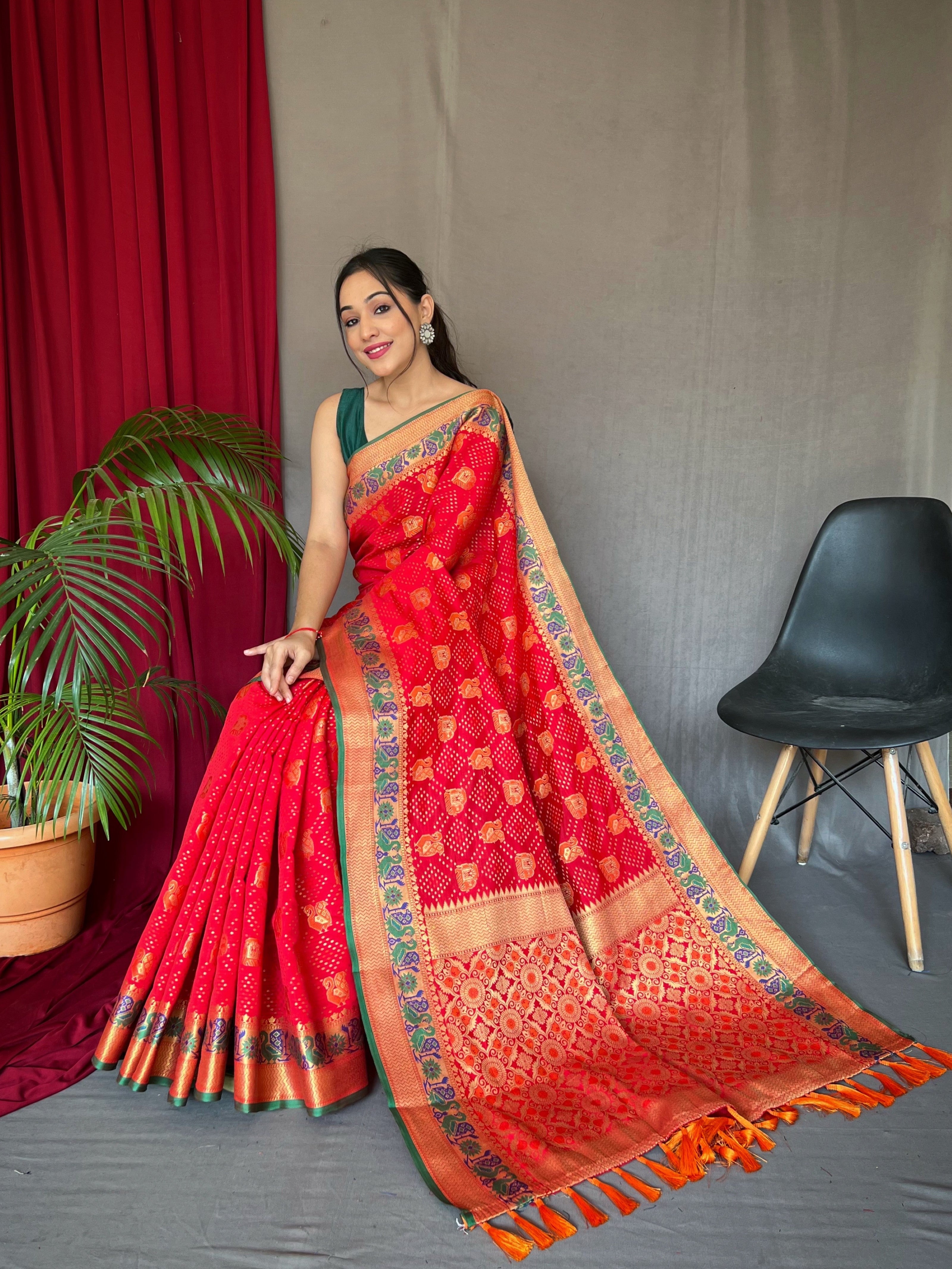 Vsaree Patola Soft Silk Saree And Zari Weaving With Rich Pallu Saree And Blouse For Woman