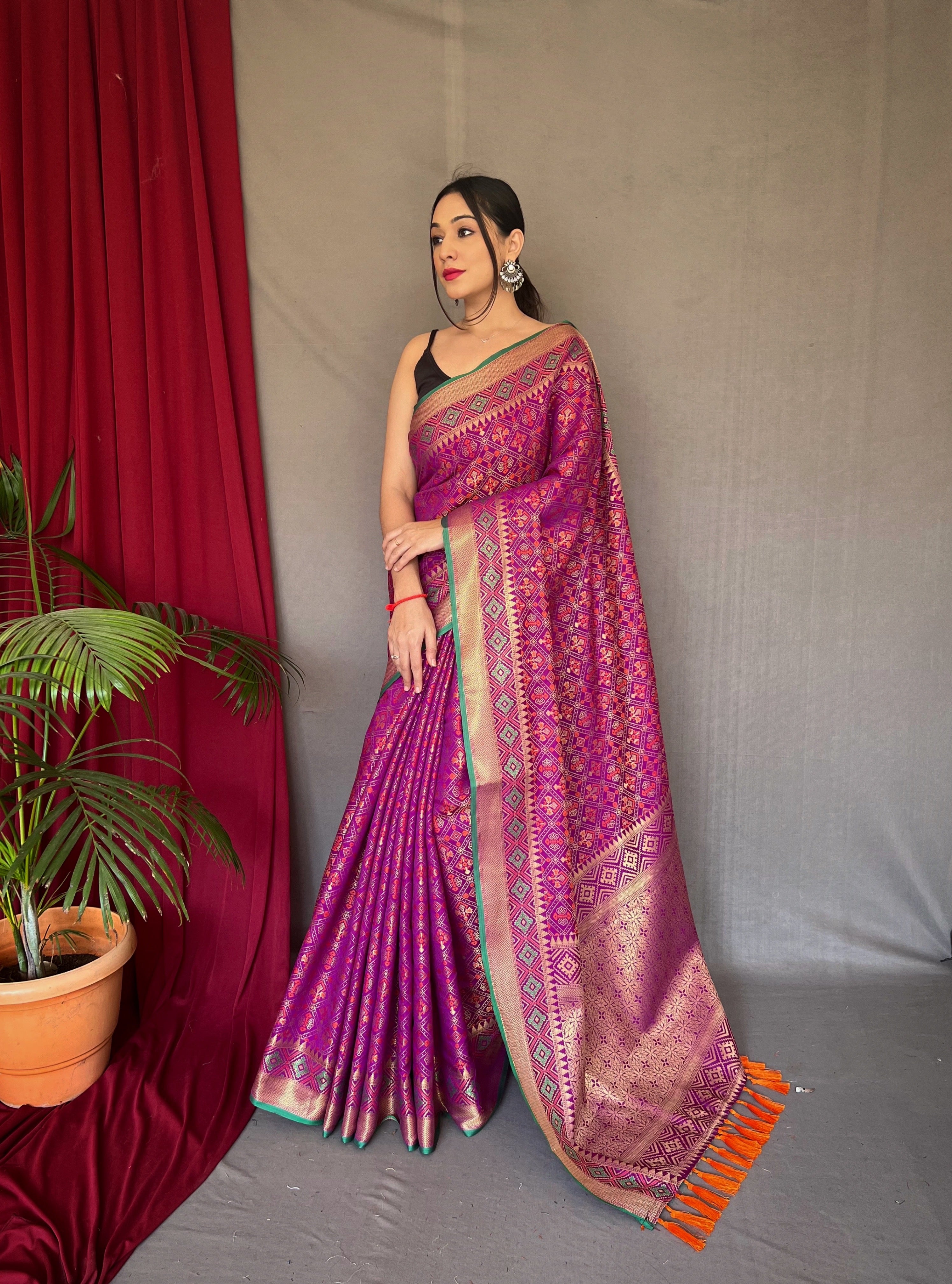 Vsaree Patola Soft Silk Saree And Zari Weaving With Rich Pallu Saree And Blouse For Woman