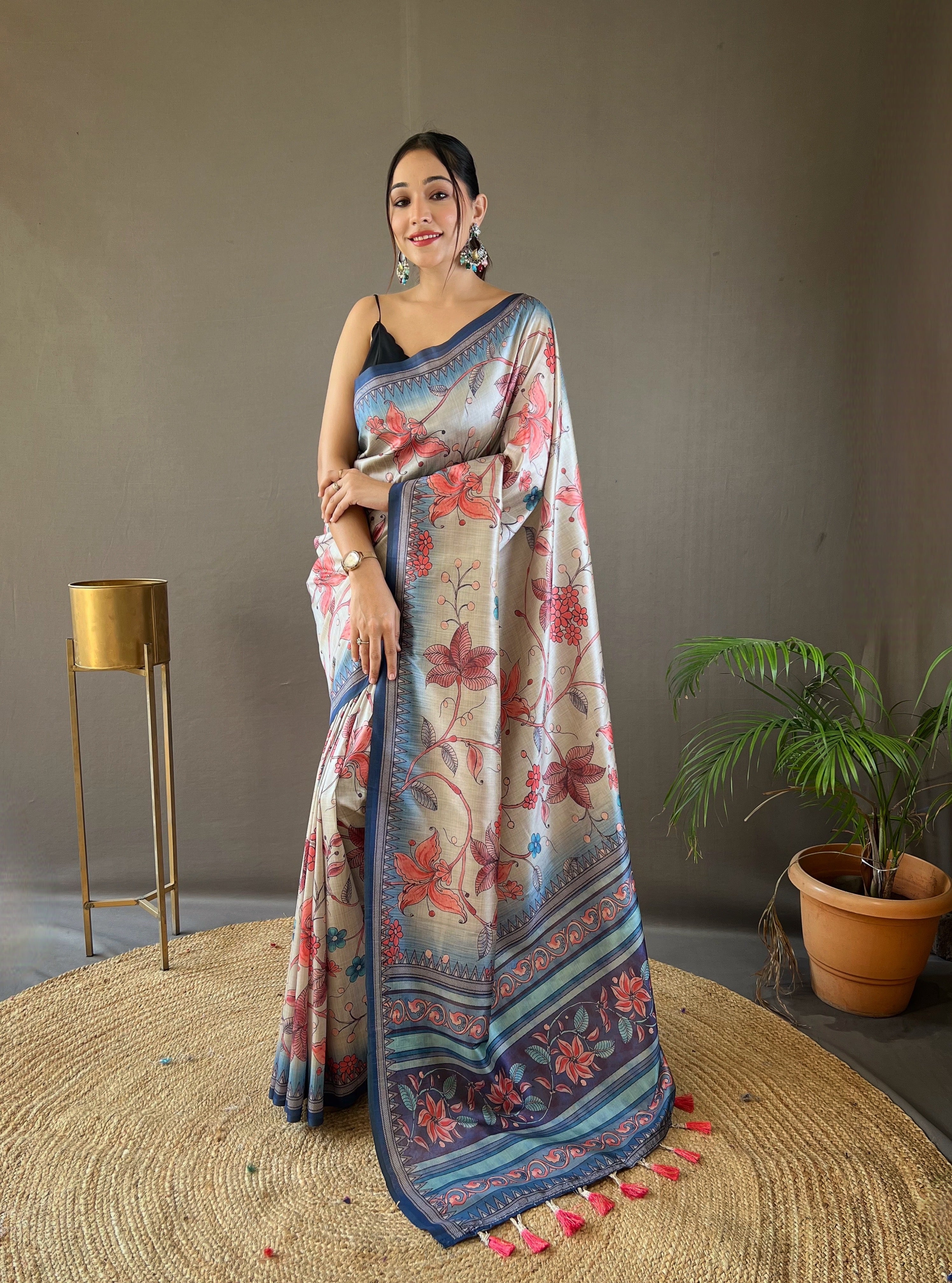 Vsaree Printed Design Soft Silk Saree With Rich Designer Pallu And Blouse