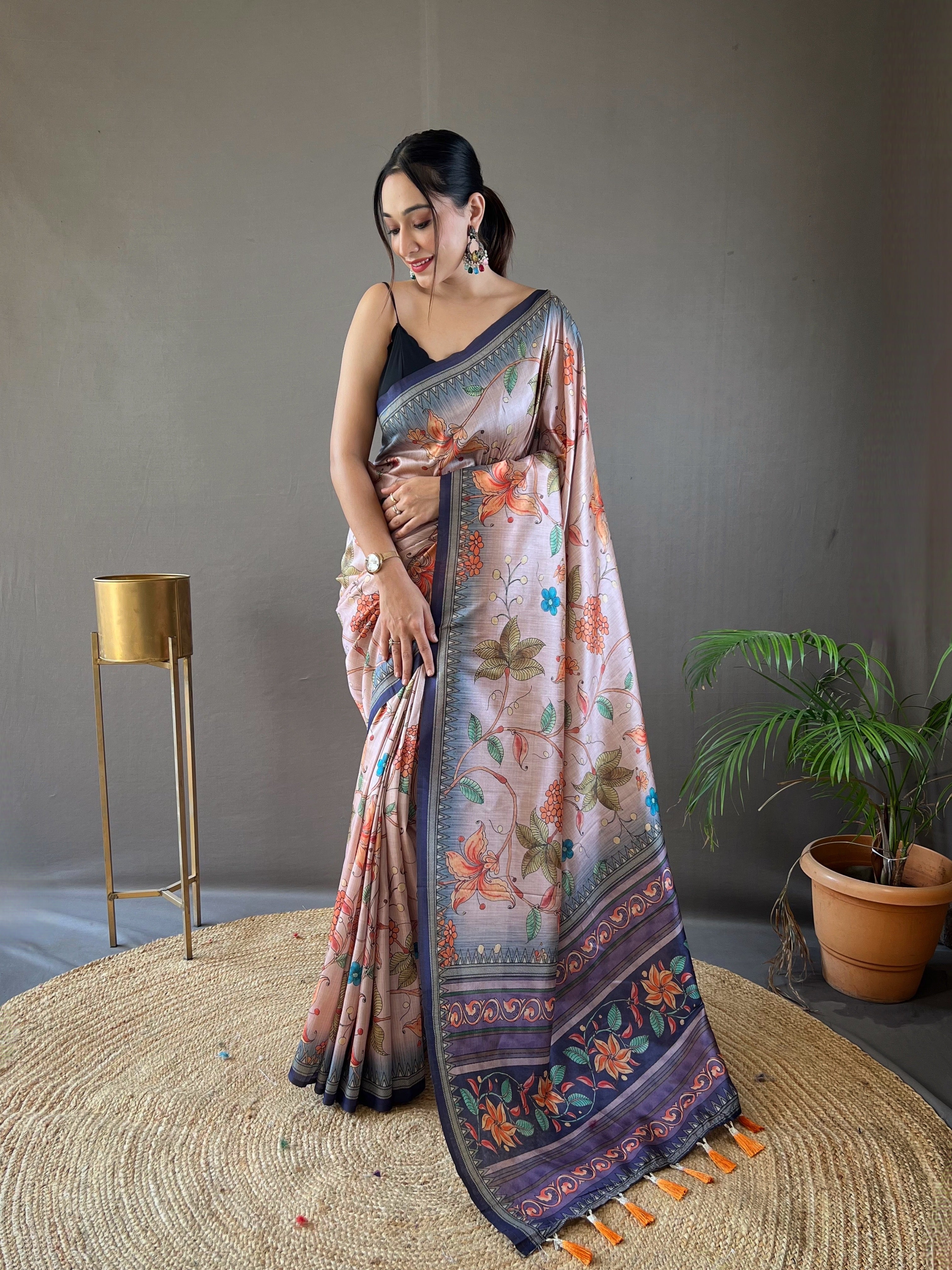 Vsaree Printed Design Soft Silk Saree With Rich Designer Pallu And Blouse