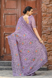 Vsaree Moss Chiffon Silk Print With Foil Border & Pallu Saree With Blouse For Women