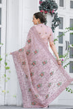 Vsaree Moss Chiffon Silk Print With Foil Border & Pallu Saree With Blouse For Women