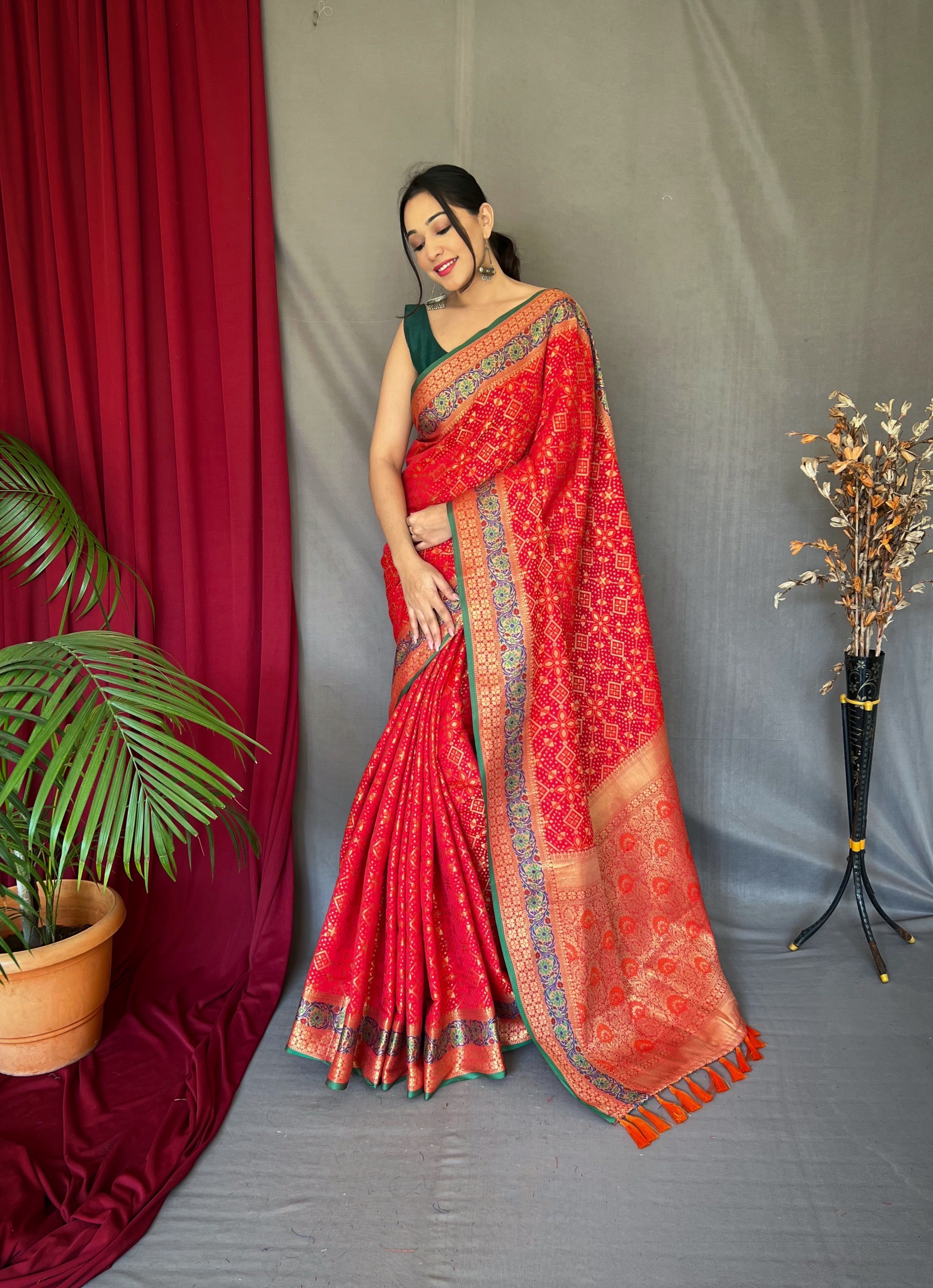 Vsaree Patola Soft Silk Saree And Zari Weaving With Rich Pallu Saree And Blouse For Woman