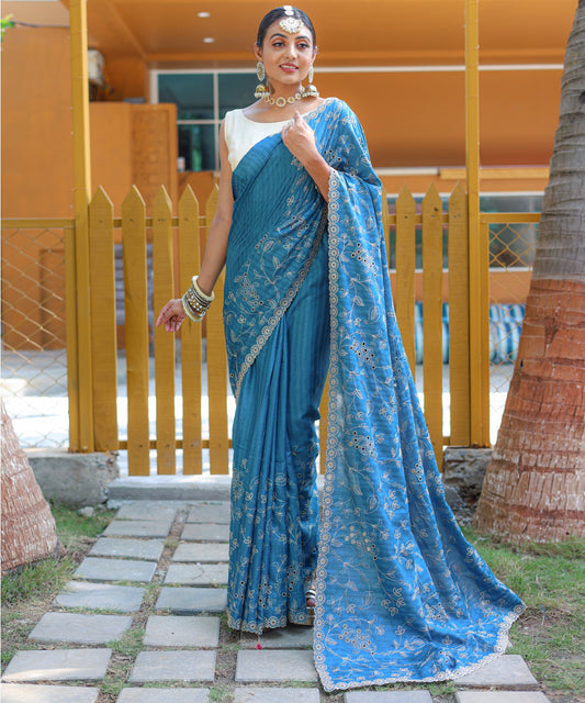 Vsaree Designer Embroidered Soft Silk Saree With Embroidered Border And Rich Pallu