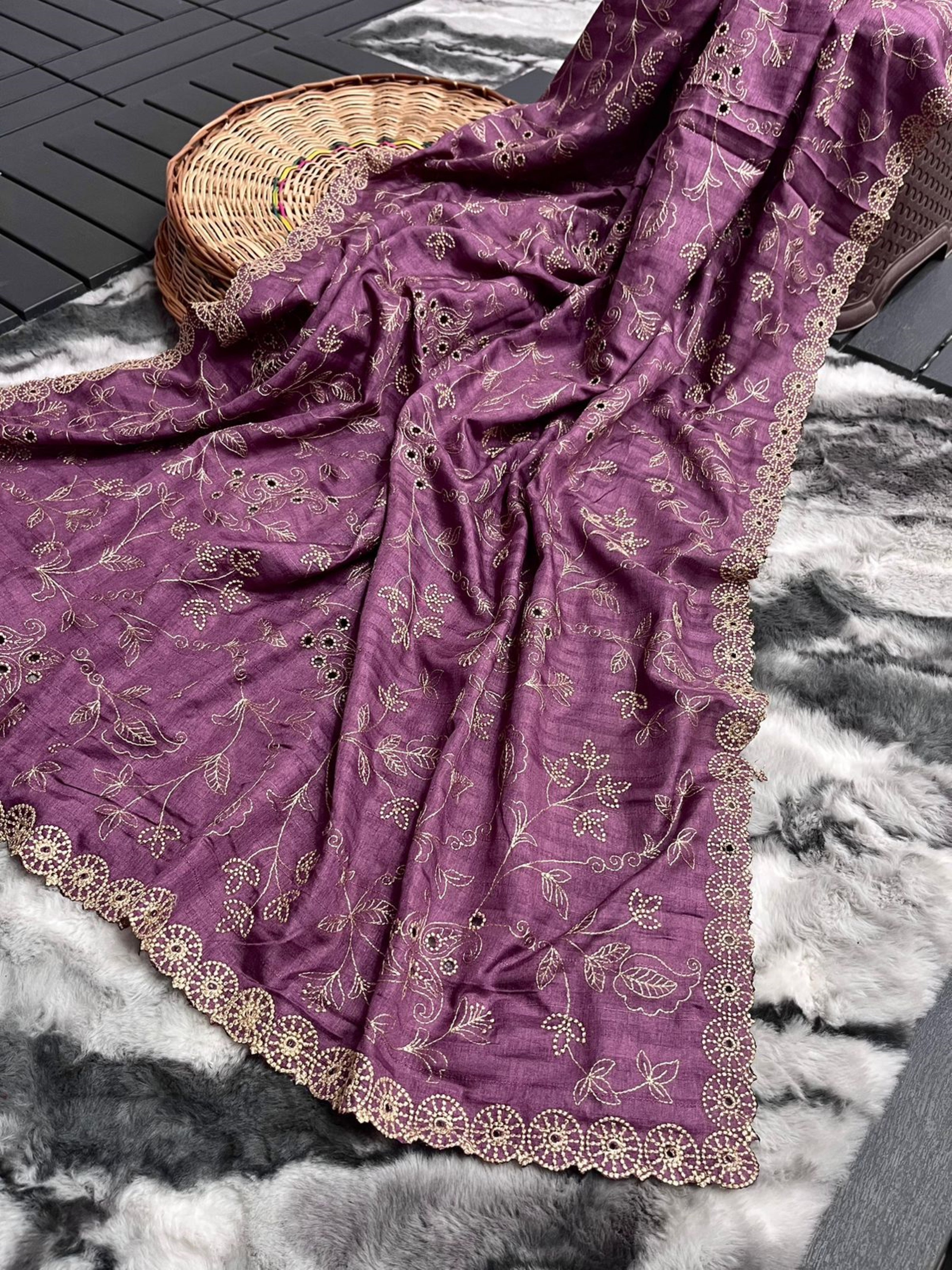 Vsaree Designer Embroidered Soft Silk Saree With Embroidered Border And Rich Pallu