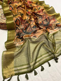 Vsaree Tussar Silk Kalamkari Border And Zari Weaving Rich Pallu With Blouse