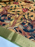 Vsaree Tussar Silk Kalamkari Border And Zari Weaving Rich Pallu With Blouse