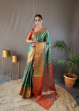 Vsaree Kanjivaram Saree Pattu Silk Border And Zari Weaving Rich Pallu With Blouse