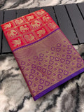 Vsaree Kanjivaram Saree Pattu Silk Border And Zari Weaving Rich Pallu With Blouse