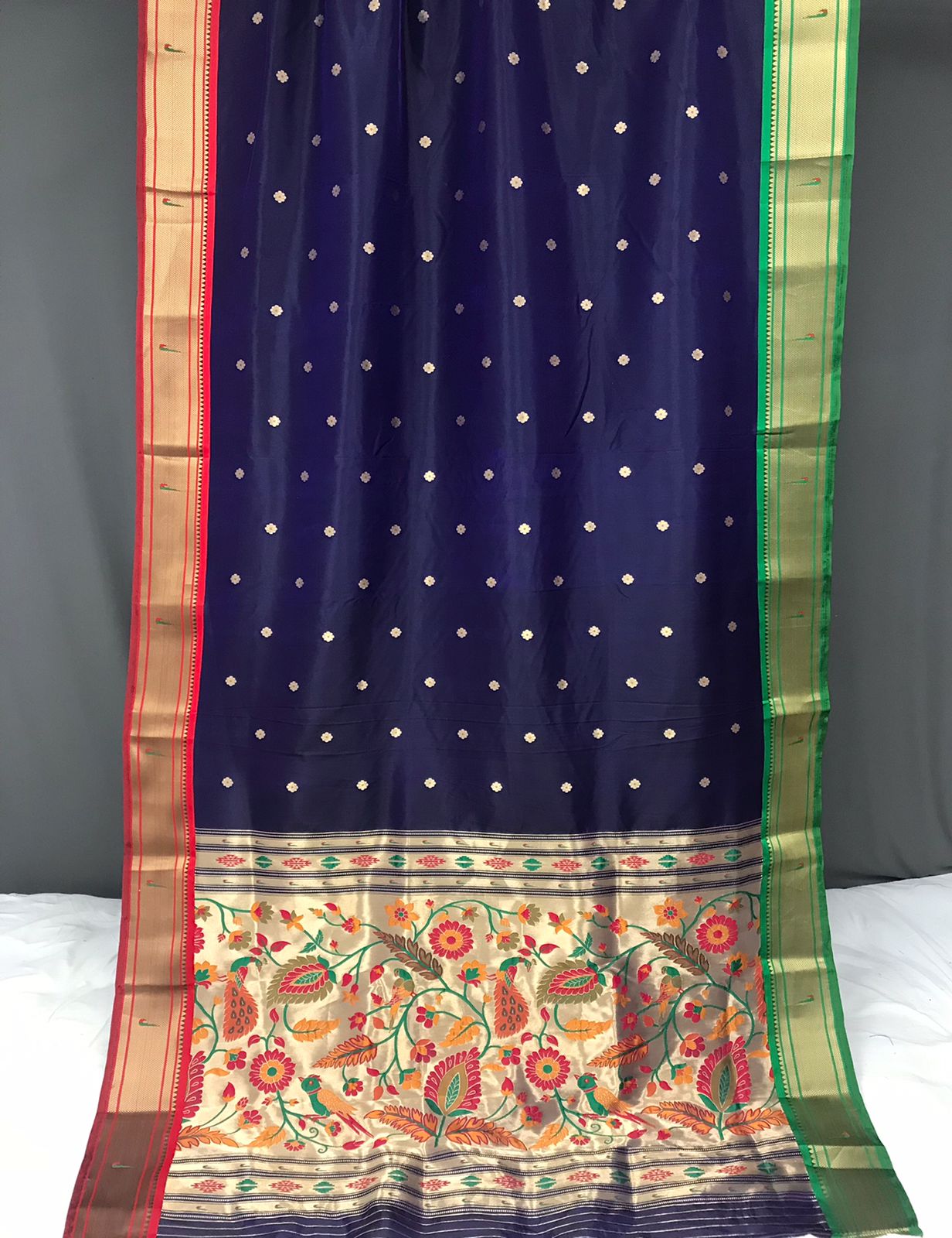 Vsaree Bandhej Paithani Silk Peacock Border And Zari Weaving Rich Pallu With Blouse