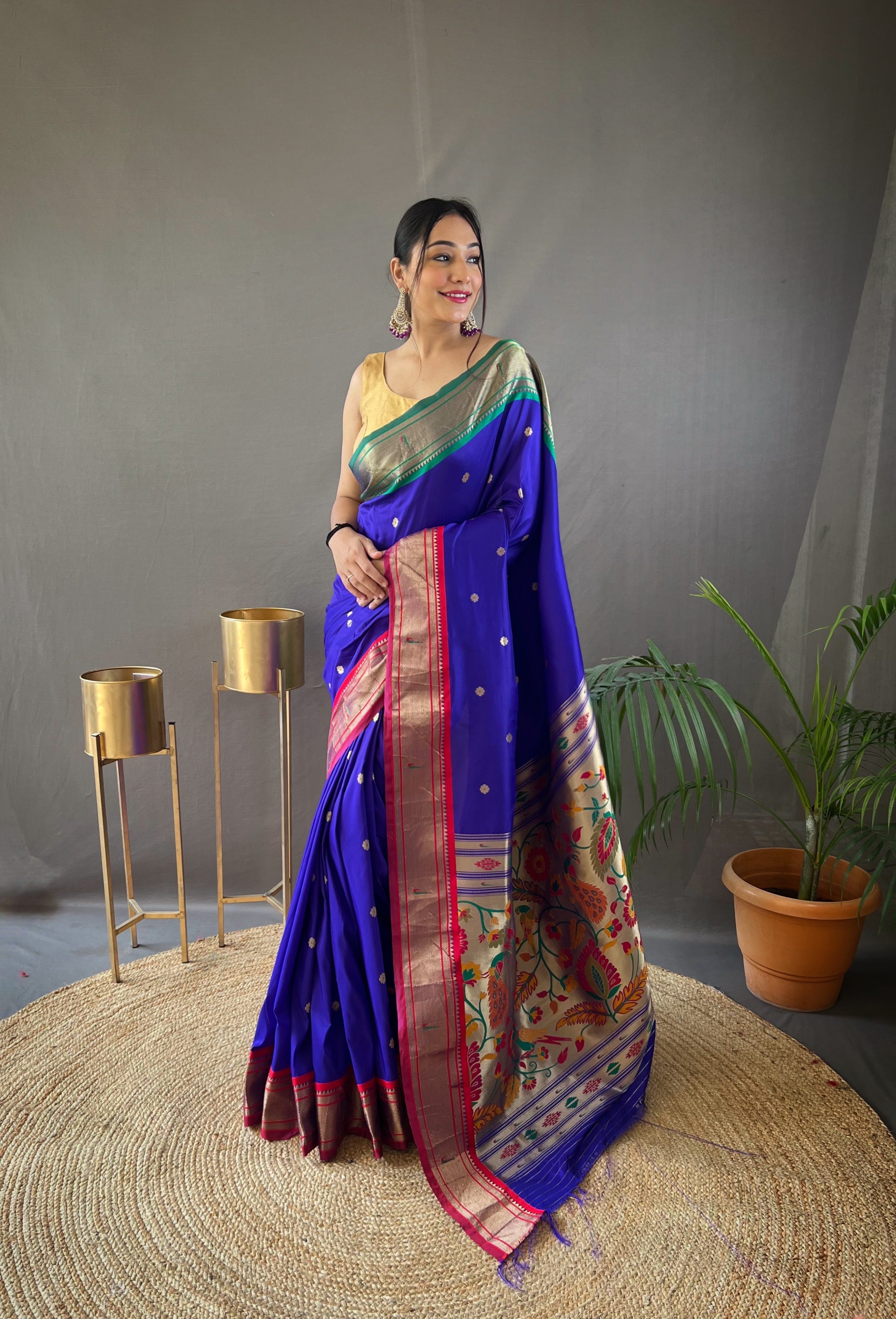 Vsaree Bandhej Paithani Silk Peacock Border And Zari Weaving Rich Pallu With Blouse