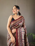 Designer Cotton Silk And Printed  Zari Weaving Border Saree With Woven Rich Pallu And Blouse