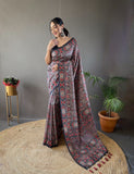 Designer Cotton Silk And Printed  Zari Weaving Border Saree With Woven Rich Pallu And Blouse