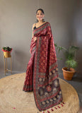 Designer Cotton Silk And Printed  Zari Weaving Border Saree With Woven Rich Pallu And Blouse