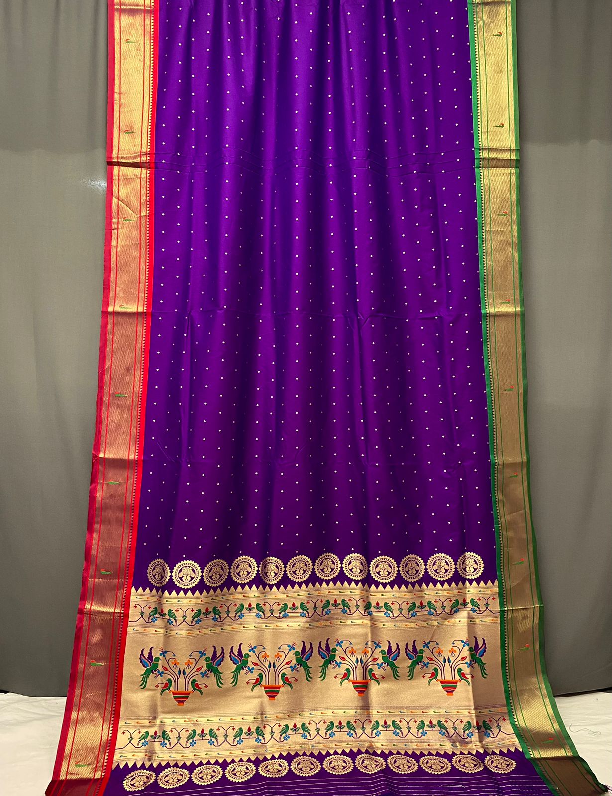 Vsaree Bandhej Paithani Silk Parrot Design Border And Zari Weaving Rich Pallu With Blouse