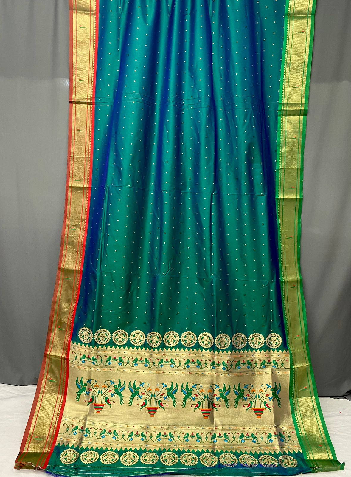 Vsaree Bandhej Paithani Silk Parrot Design Border And Zari Weaving Rich Pallu With Blouse