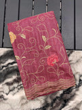 Vsaree Tussar Silk Kalamkari Border And Zari Weaving Rich Pallu With Blouse