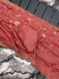 Vsaree Tussar Silk Kalamkari Border And Zari Weaving Rich Pallu With Blouse