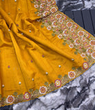 Vsaree Tussar Silk Kalamkari Border And Zari Weaving Rich Pallu With Blouse