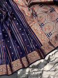 Vsaree Tussar Silk Kalamkari Border And Zari Weaving Rich Pallu With Blouse