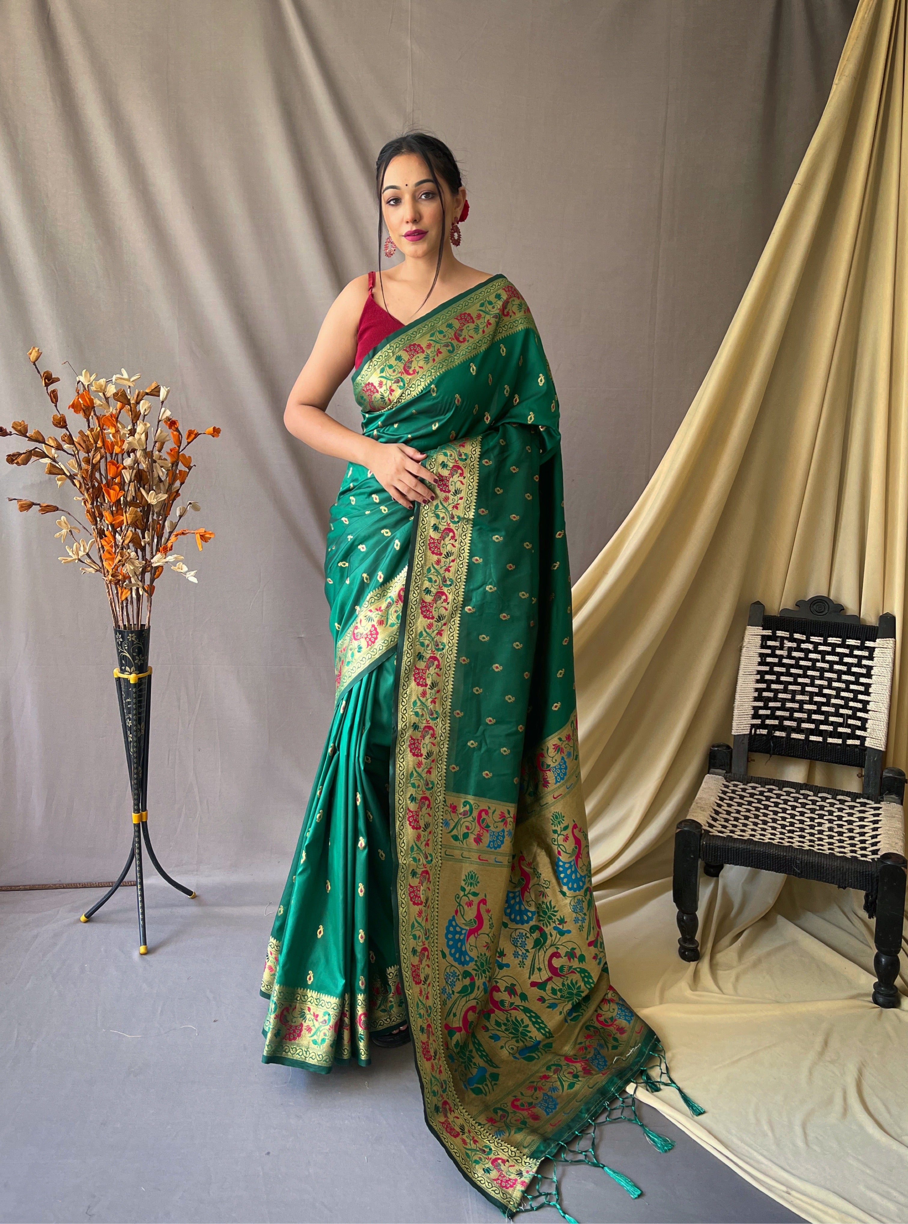 Vsaree Patola Soft Silk Saree And Zari Weaving With Rich Pallu Saree And Blouse For Women