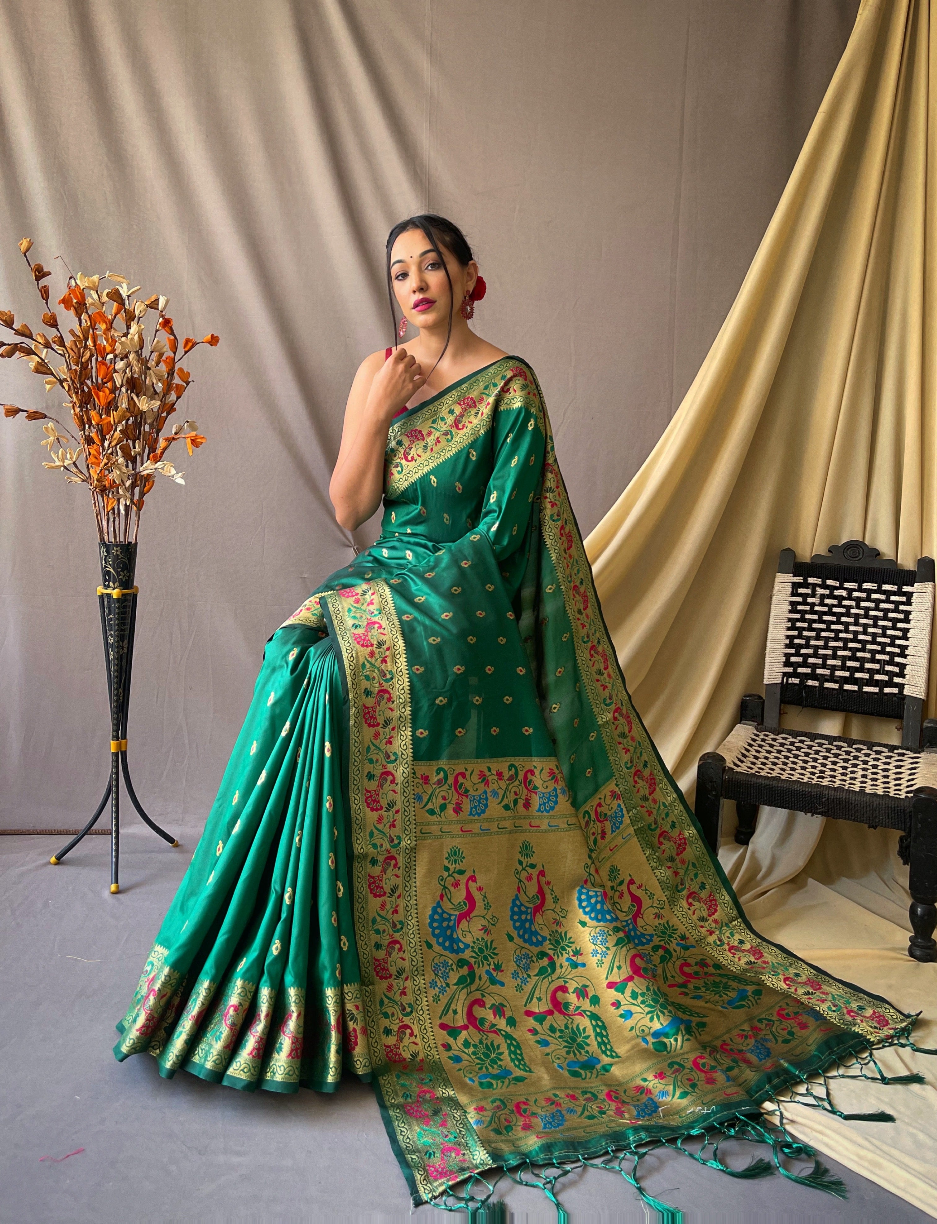 Vsaree Patola Soft Silk Saree And Zari Weaving With Rich Pallu Saree And Blouse For Women