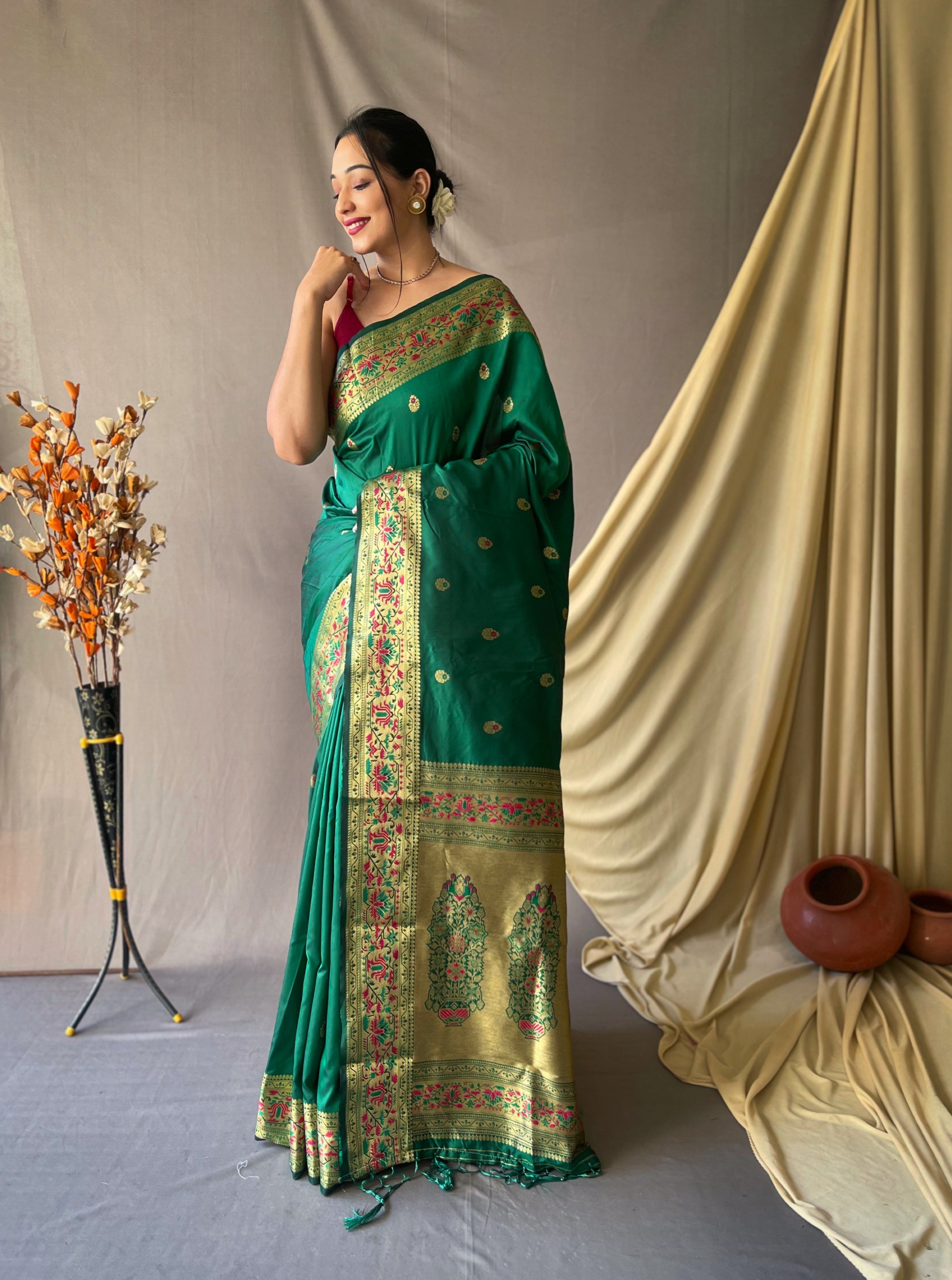 Vsaree Patola Soft Silk Saree And Zari Weaving With Rich Pallu Saree And Blouse For Women