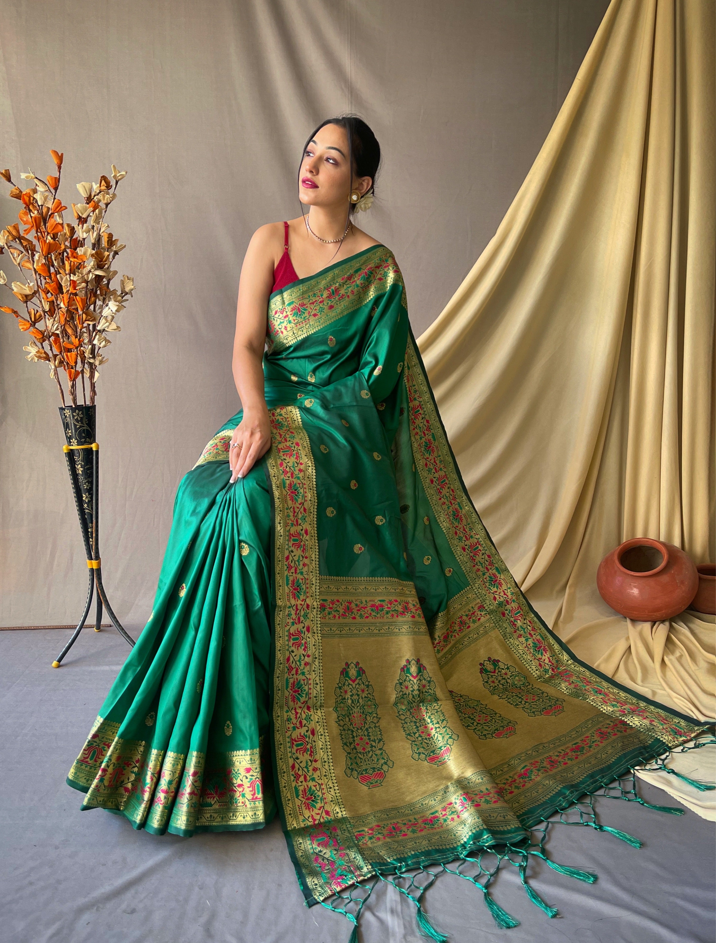 Vsaree Patola Soft Silk Saree And Zari Weaving With Rich Pallu Saree And Blouse For Women