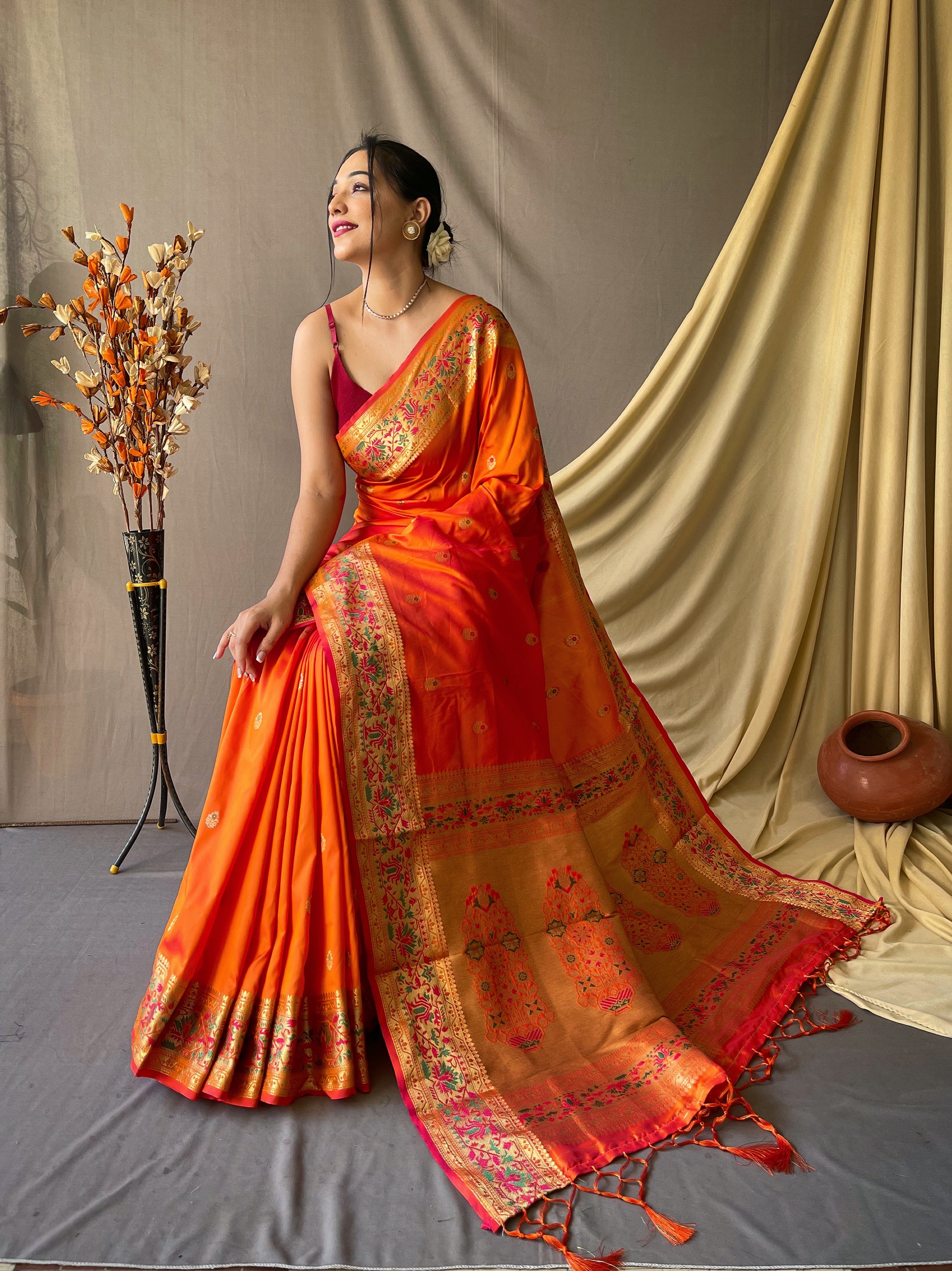 Vsaree Patola Soft Silk Saree And Zari Weaving With Rich Pallu Saree And Blouse For Women