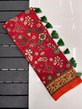 Vsaree Malai Cotton Saree With Kalamkari Prints Zari Weaving Border Rich Pallu And Blouse