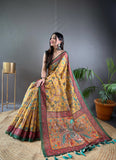 Vsaree Malai Cotton Saree With Kalamkari Prints Zari Weaving Border Rich Pallu And Blouse